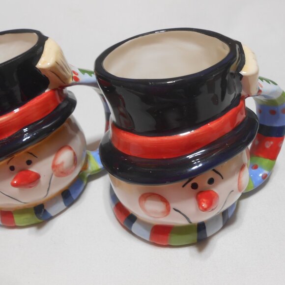 LOT 2 VTG ROUND PORCELAIN SNOWMAN PACIFIC ISLAND CREATIONS COFFEE CUPS MUGS 🔥 - Picture 9 of 9